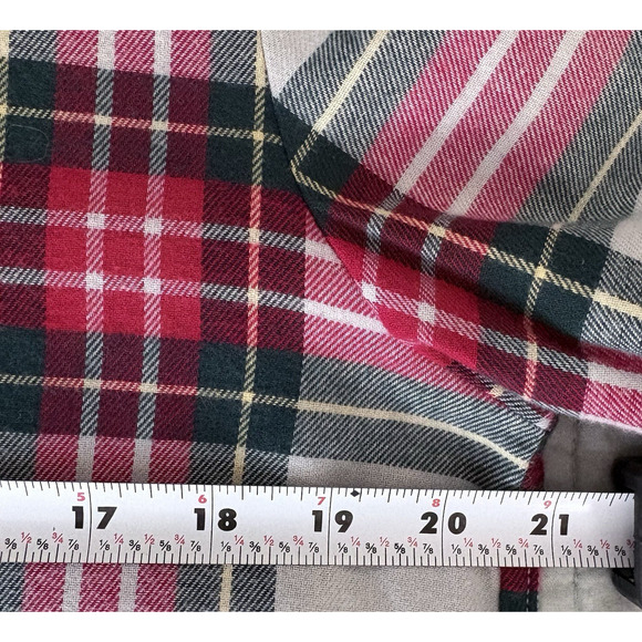 LANDS END Tartan Plaid Cotton Flannel Button Shirt Medium 10-12 Red Green Blue - Picture 11 of 12